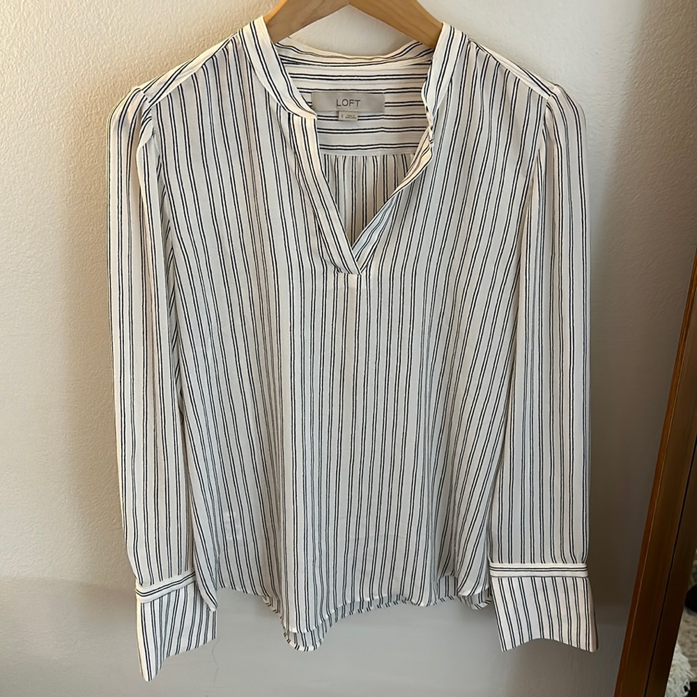 Black and White Striped Blouse